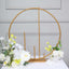 Round Floral Hoop Wedding Centerpiece Metal with Pillars Gold - Self-Standing Balloon Arch for Events 24"