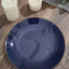 10-Pack Plastic 8" Round Dessert Plates in Navy Blue with Gold Rim - Glossy Disposable Appetizer Salad Plates