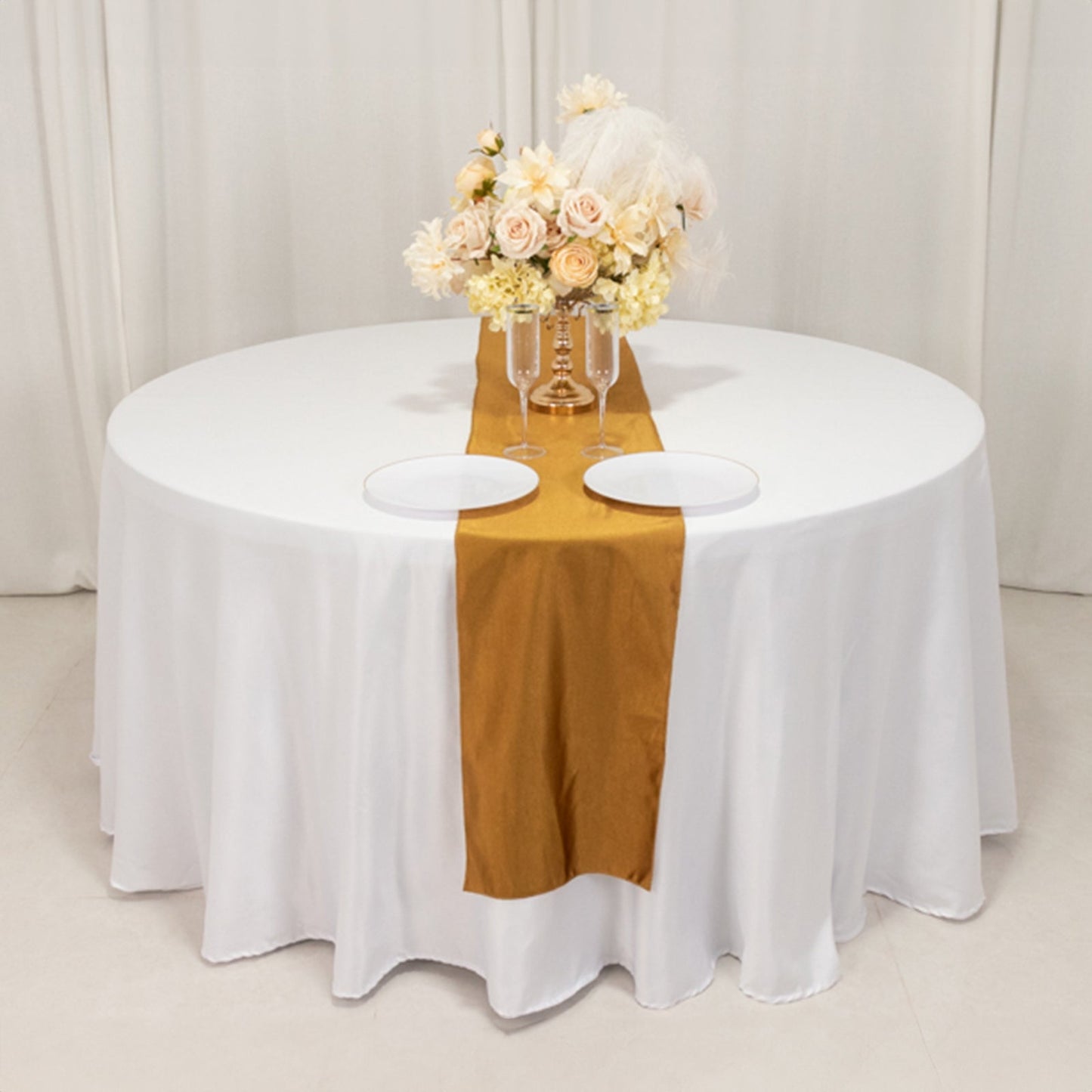 Scuba Polyester 12"x108" Table Runner Shimmer Gold - Wrinkle-Free Table Linen for Events and Banquets