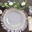 10-Pack Economy Plastic Round Charger Plates 13" in Clear with Gold Scalloped Rim, Decorative Dinner Party Serving Plates