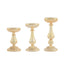 Set of 3 Candle Holder Stands Gold Mercury Glass Pillar Design - Stylish Votive Centerpieces for Tables & Decor 7", 8", 10"