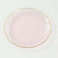 10-Pack Plastic 9" Round Dinner Plates in Transparent Blush Hammered Design with Gold Rim - Modern Disposable Party Plates
