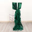 5 Pack Chiffon Satin Chair Sashes Hunter Emerald Green - Easy to Install Ruffled Curly Willow