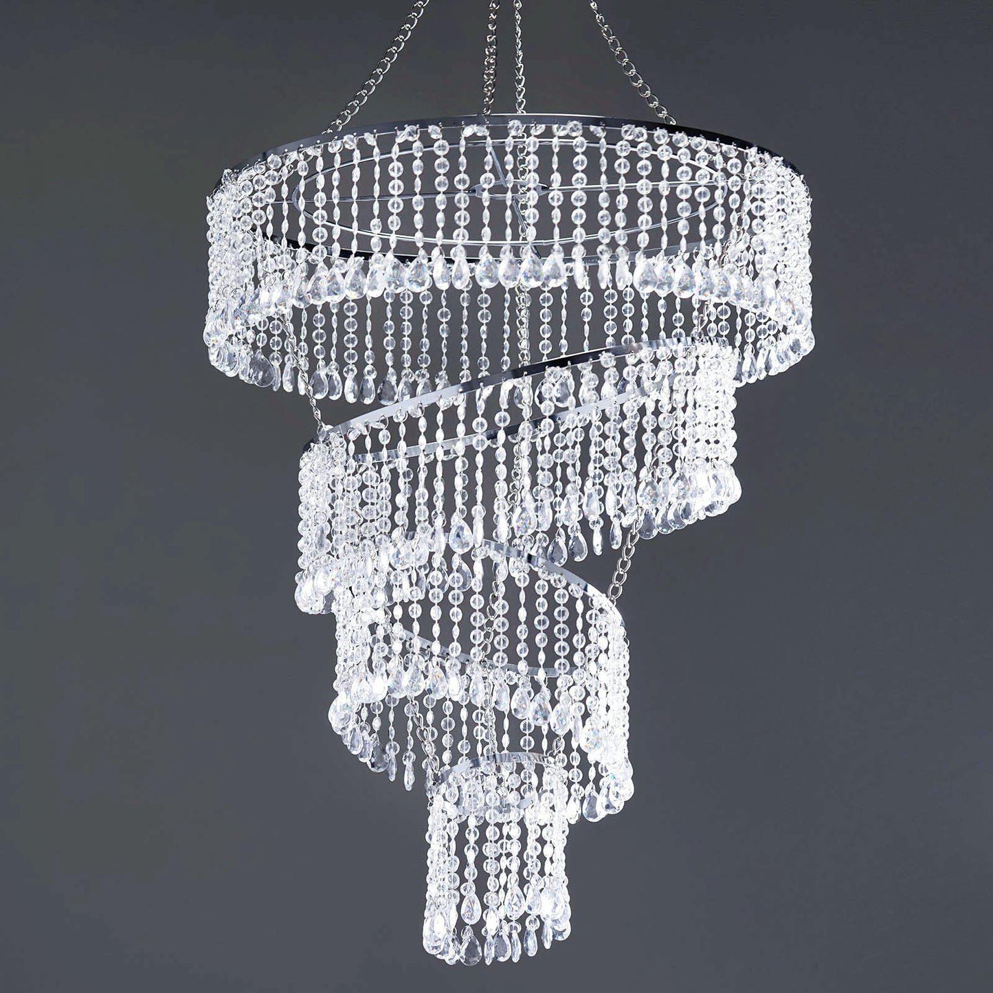 24" 4-Tier Acrylic Diamond Crystal Chandelier Hanging Pendant Lighting Chandelier