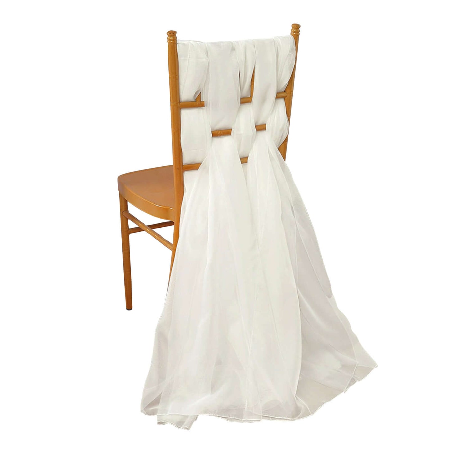 5 Pack Chiffon Chair Sashes Ivory - Soft & Lightweight Designer Chair Bows 22"x78"