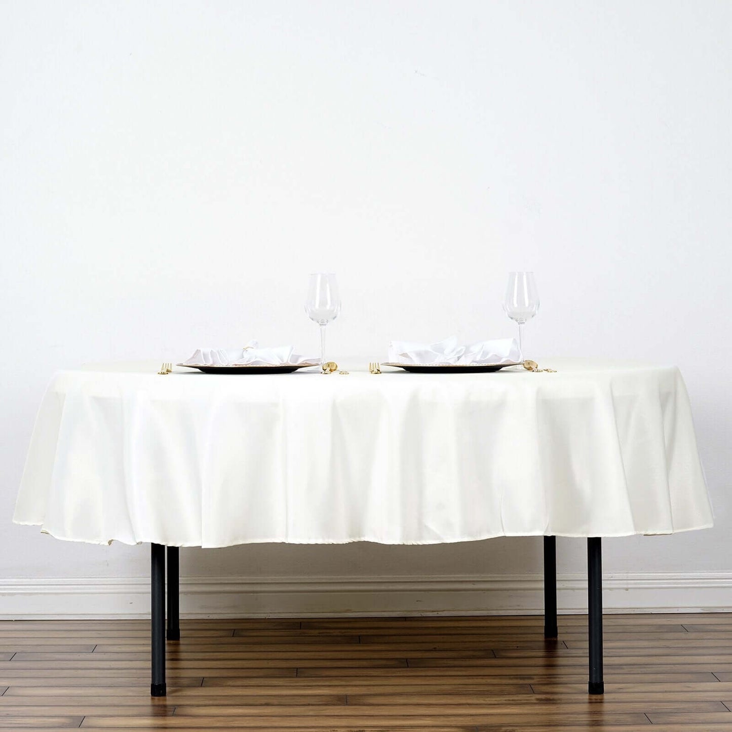 Polyester 70" Round Tablecloth Ivory - Durable & Wrinkle-Resistant Table Cover