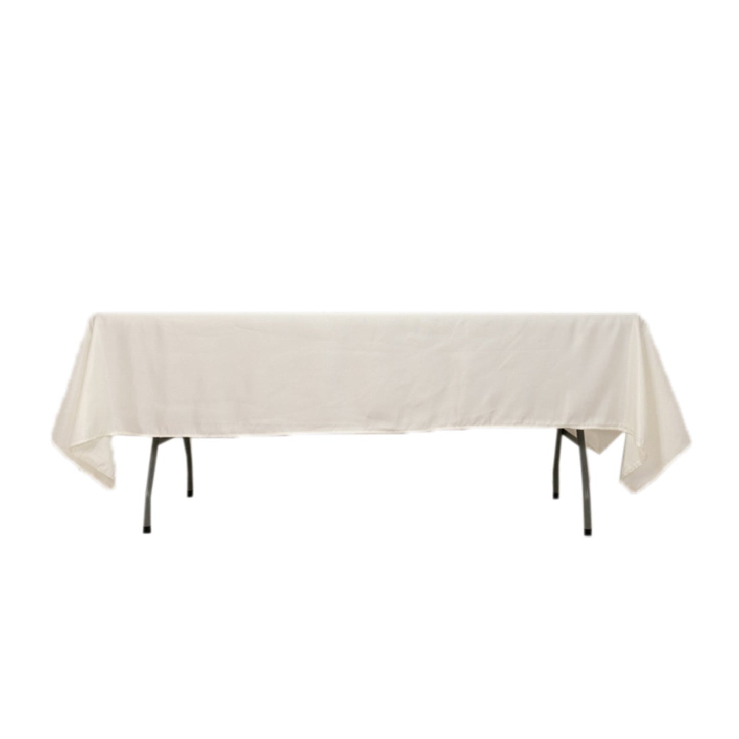 Lamour Satin 60"x102" Rectangle Tablecloth Ivory - Durable & Silky Soft Feel Table Cover