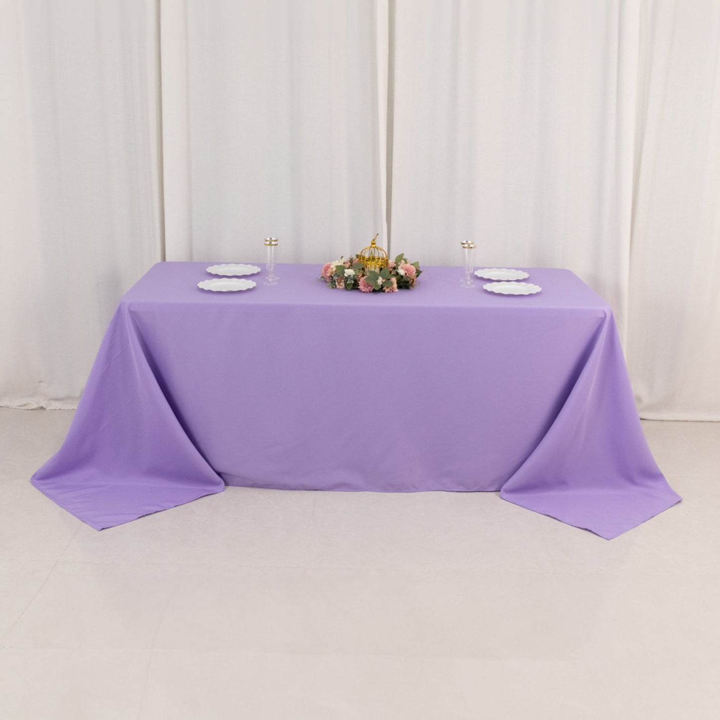 Premium Polyester 90"x132" Rectangle Tablecloth Lavender Lilac - Seamless 220GSM Stain-Resistant Table Cover