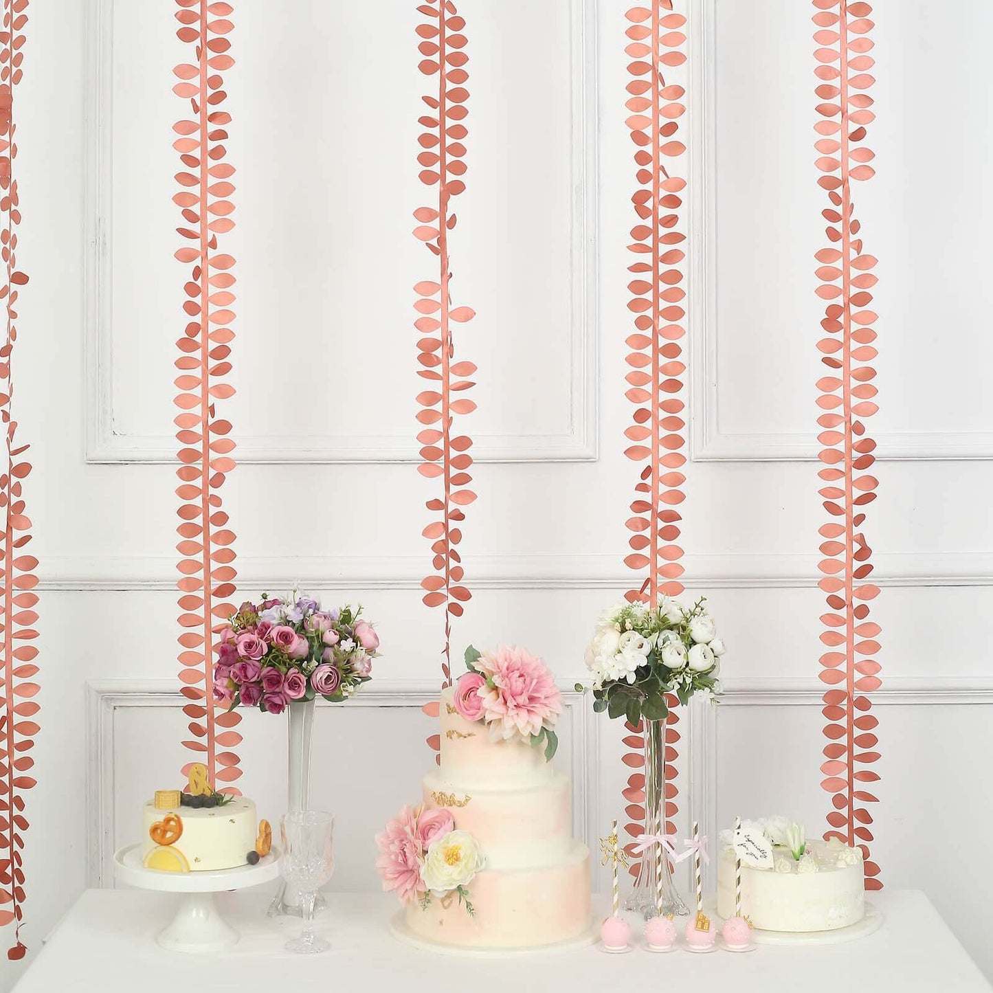 Taffeta Ribbon Sash with 4" Leaf Petal Design Terracotta (Rust) 50ft - Sophisticated Artificial Fabric Garland