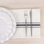10 Pack Premium Spun Polyester 18"x22" Napkins White/Black Bistro Style - Highly Absorbent Cotton-Like Feel Cloth Napkins for Everyday Dining or Celebrations