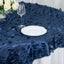 Taffeta 72"x72" Table Overlay Square Tablecloth Navy Blue - 3D Leaf Petal Table Cover