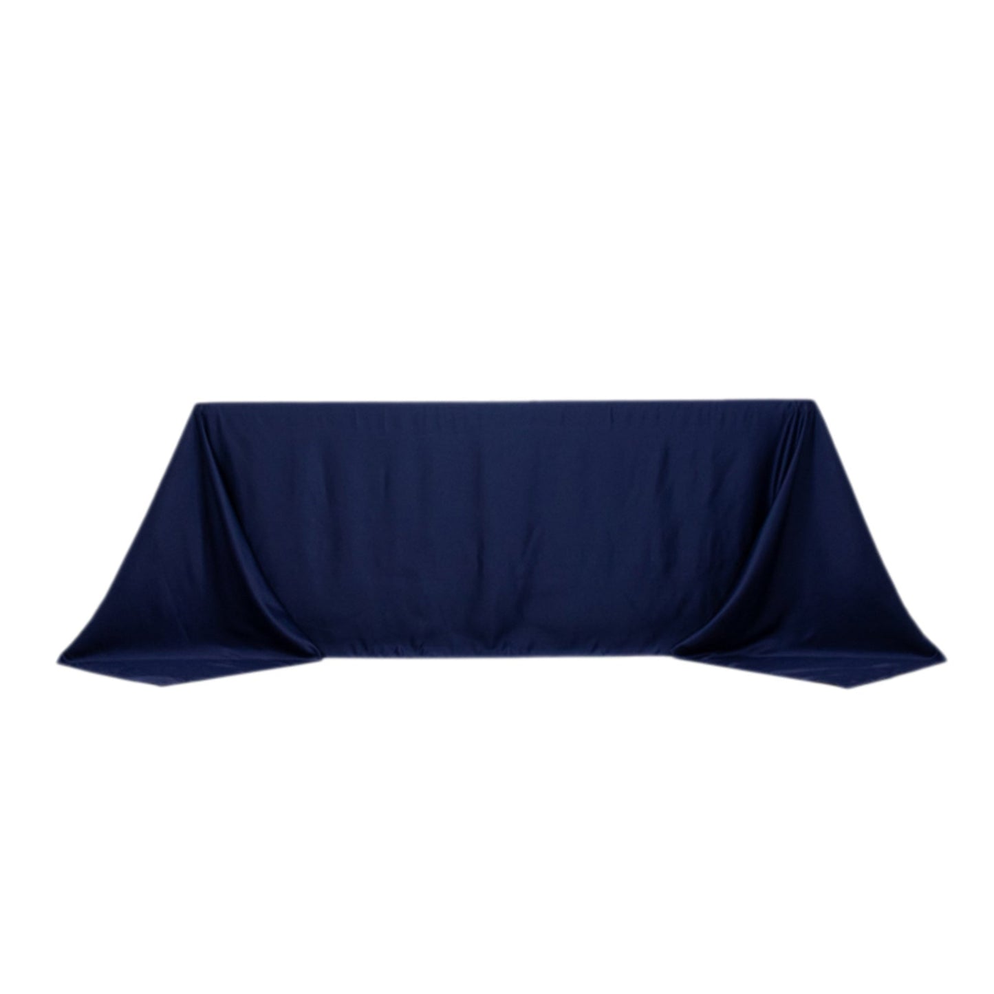 Lamour Satin 90"x132" Rectangle Tablecloth Navy Blue - Soft & Silk-Like Seamless Table Cover