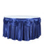 Satin 14ft Table Skirt Navy Blue - Pleated Double Drape Table Cover