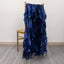 5 Pack Chiffon Satin Chair Sashes Navy Blue - Easy to Install Ruffled Curly Willow