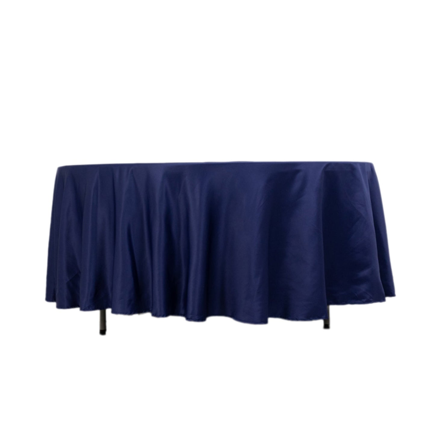 Lamour Satin 108" Round Tablecloth Navy Blue - Durable & Silk-Like Table Cover