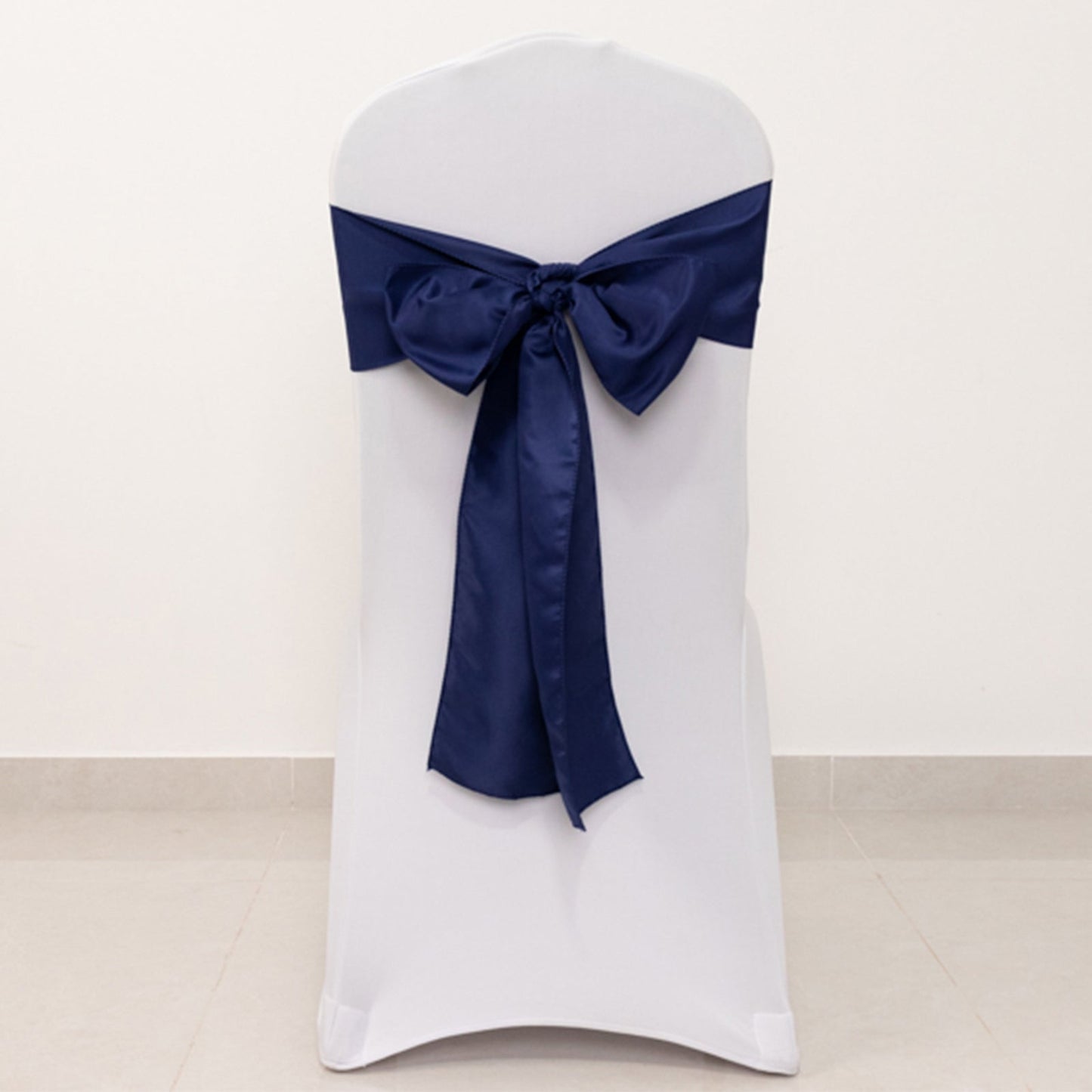 5 Pack Lamour Satin 6"x106" Chair Sashes Navy Blue - Stylish Reusable Decorative Bows