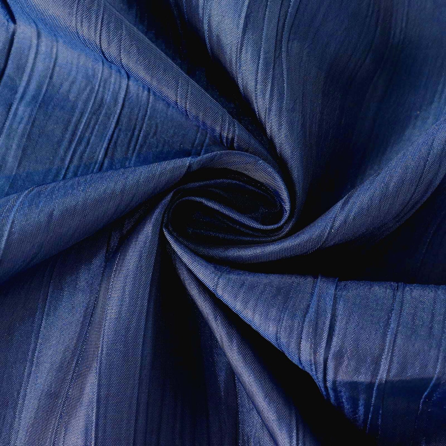 Taffeta 132" Round Tablecloth Navy Blue - Seamless Accordion Crinkle Table Cover