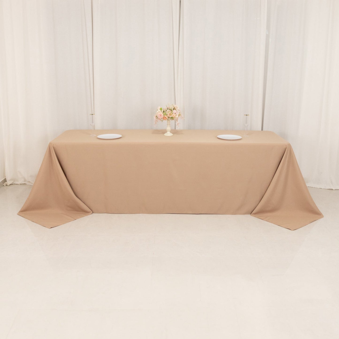 Premium Polyester 90"x156" Rectangle Tablecloth Nude - Seamless 220GSM Stain-Resistant Table Cover