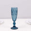 6-Pack Champagne Flute Glasses Transparent Ocean Blue Textured Crystal Cut Design - Chic Wine Goblets for Parties & Events 6oz 8"