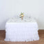Chiffon 14ft Table Skirt White - 5-Tier Ombre Ruffled Tutu Table Cover with Satin Backing for Sophisticated Events