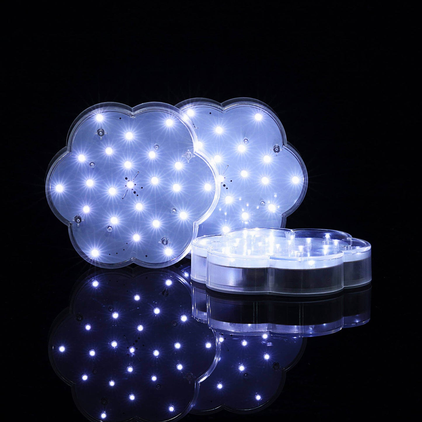 4-Pack LED Disc Lights Flower Shaped Design White - 23 LEDs with Remote DIY Lighting 6"