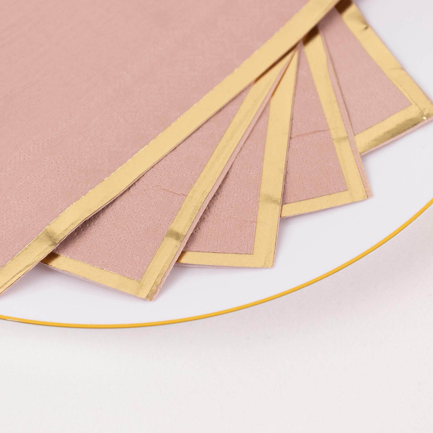 50-Pack Paper Dinner Napkins Dusty Rose with Gold Foil Edge 2 Ply - Stylish Disposable Napkins