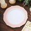 10-Pack Plastic 10" Round Dinner Plates in White with Blush Blossom Design & Gold Edging - Disposable Party Plates