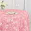 Satin 120" Round Tablecloth Pink - Grandiose 3D Rosette with Seamless Finish Table Cover
