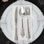 24 Pcs Plastic Silverware Set in Baroque Style Metallic Silver - Heavy Duty Disposable Knife, Fork, and Spoon Set