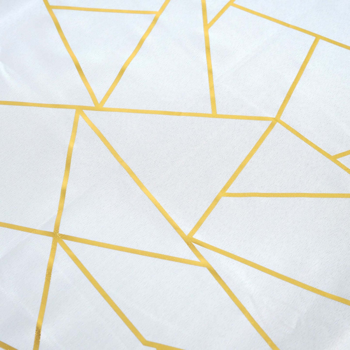 Polyester 54"x54" Square Tablecloth White with Gold Foil Geometric Pattern - Wrinkle-Resistant & Durable for Stylish Settings