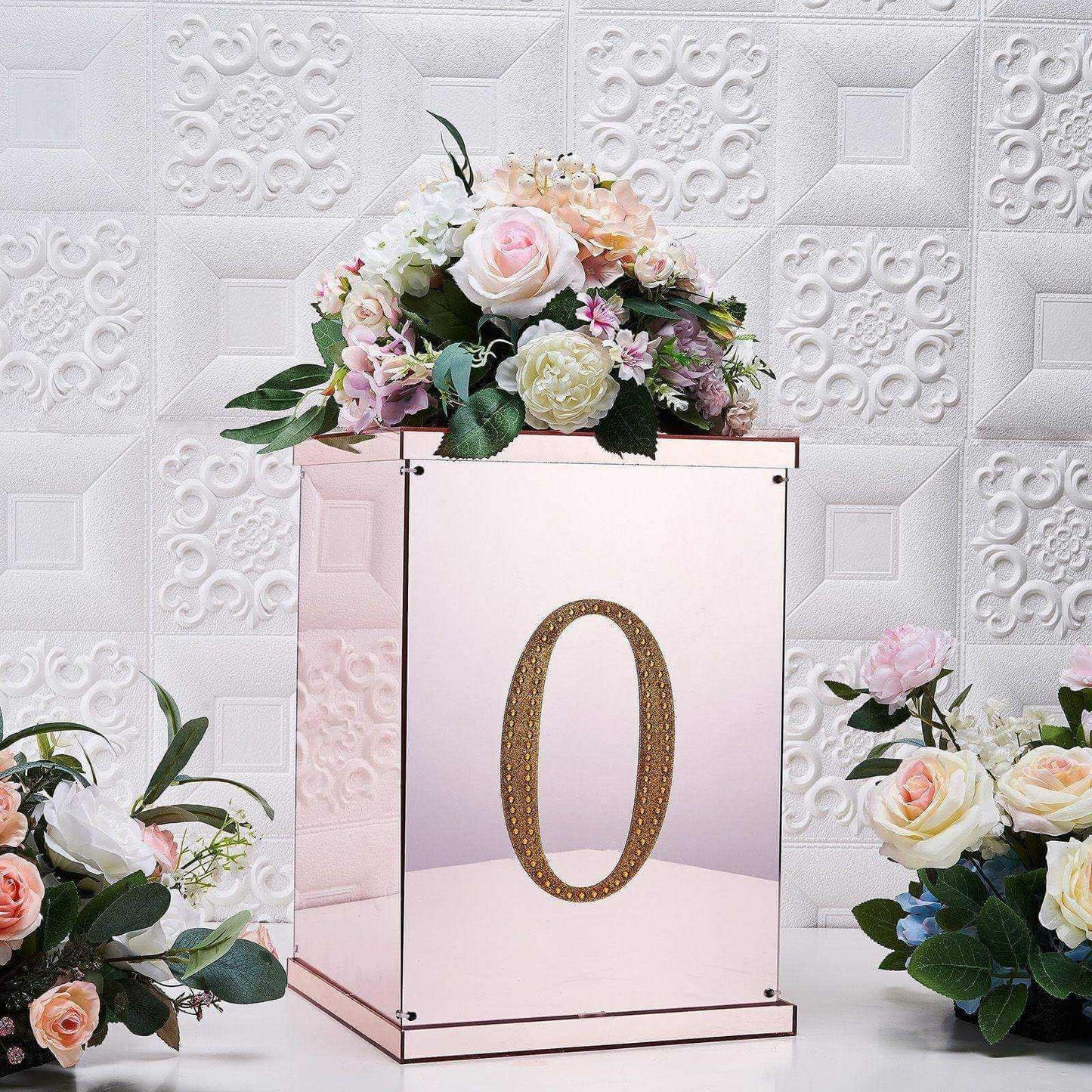 Decorative Rhinestone Number "0" Stickers, Glitter Adhesive Craft Numbers Gold DIY Sparkle Embellishments 8"