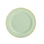 10-Pack Sage Green Plastic Dessert Plates â€“ 8" Round with Gold Beaded Rim, Disposable for Parties & Events
