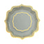 25-Pack Paper Dessert Plates in Sage Green with Gold Scallop Rim - Disposable 300GSM Appetizer Salad Plates 8"