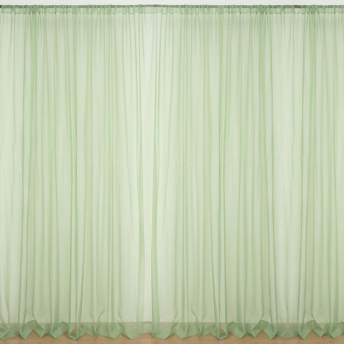 2 Pack Sage Green Sheer Chiffon Event Curtain Drapes, Durable Flame Resistant Organza Backdrop Event Panels With Rod Pockets - 10ftx10ft