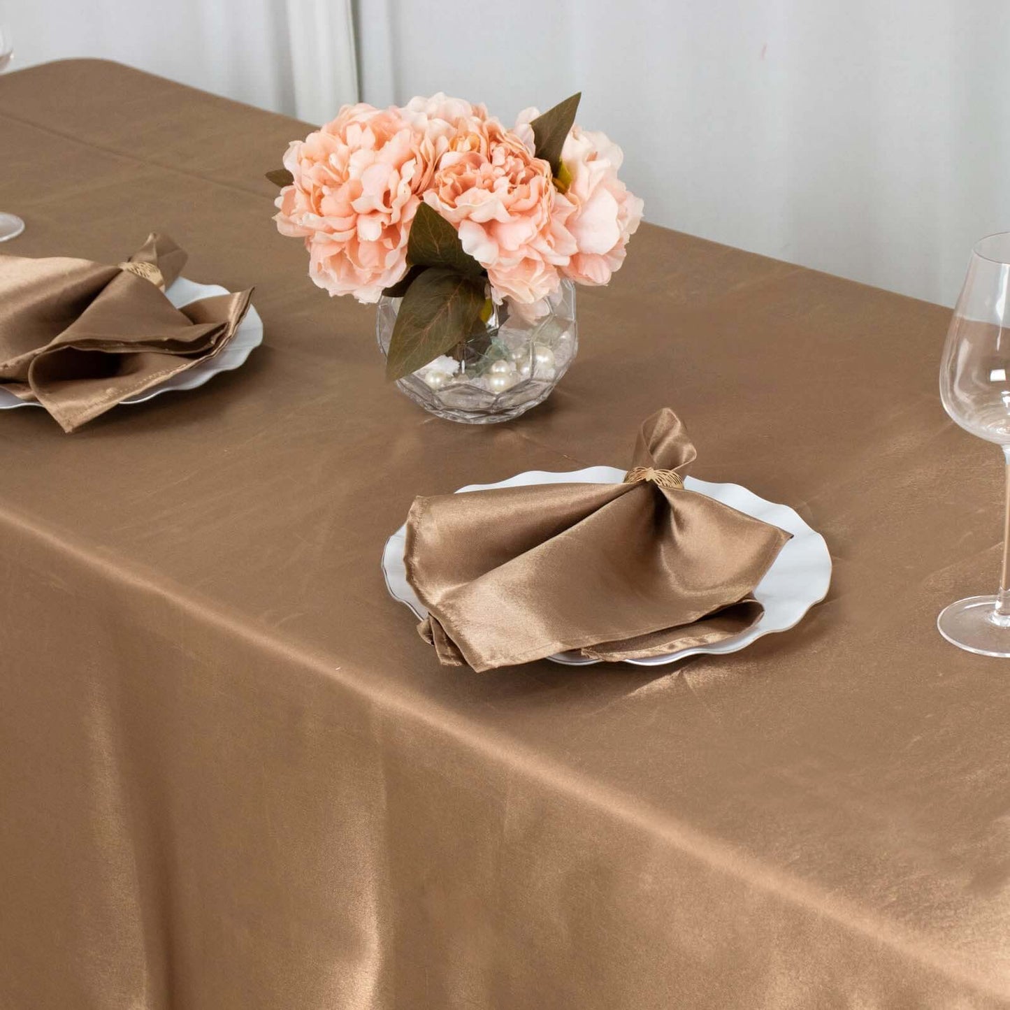 Satin Rectangular 60"x102" Tablecloth Taupe - Smooth and Lustrous Table Cover