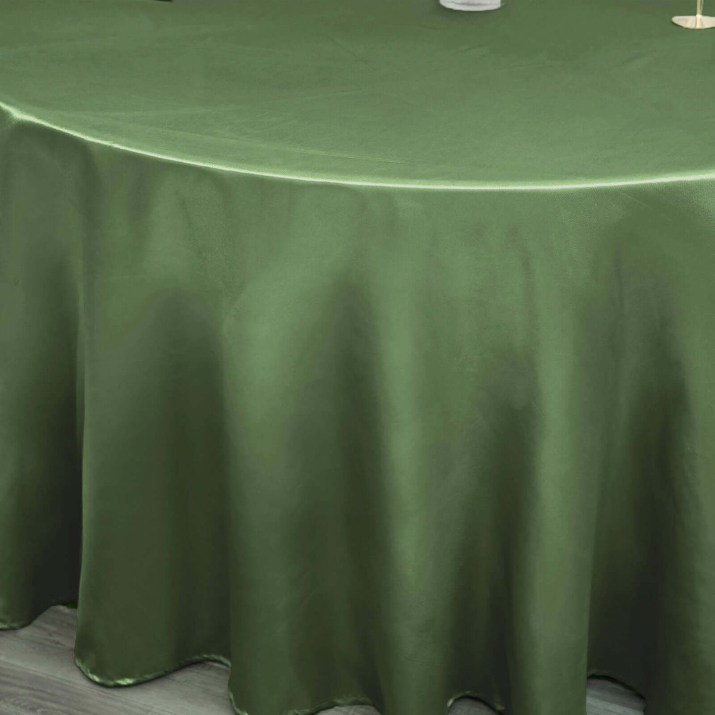 Satin 120" Round Tablecloth Olive Green - Stylish Seamless Table Cover