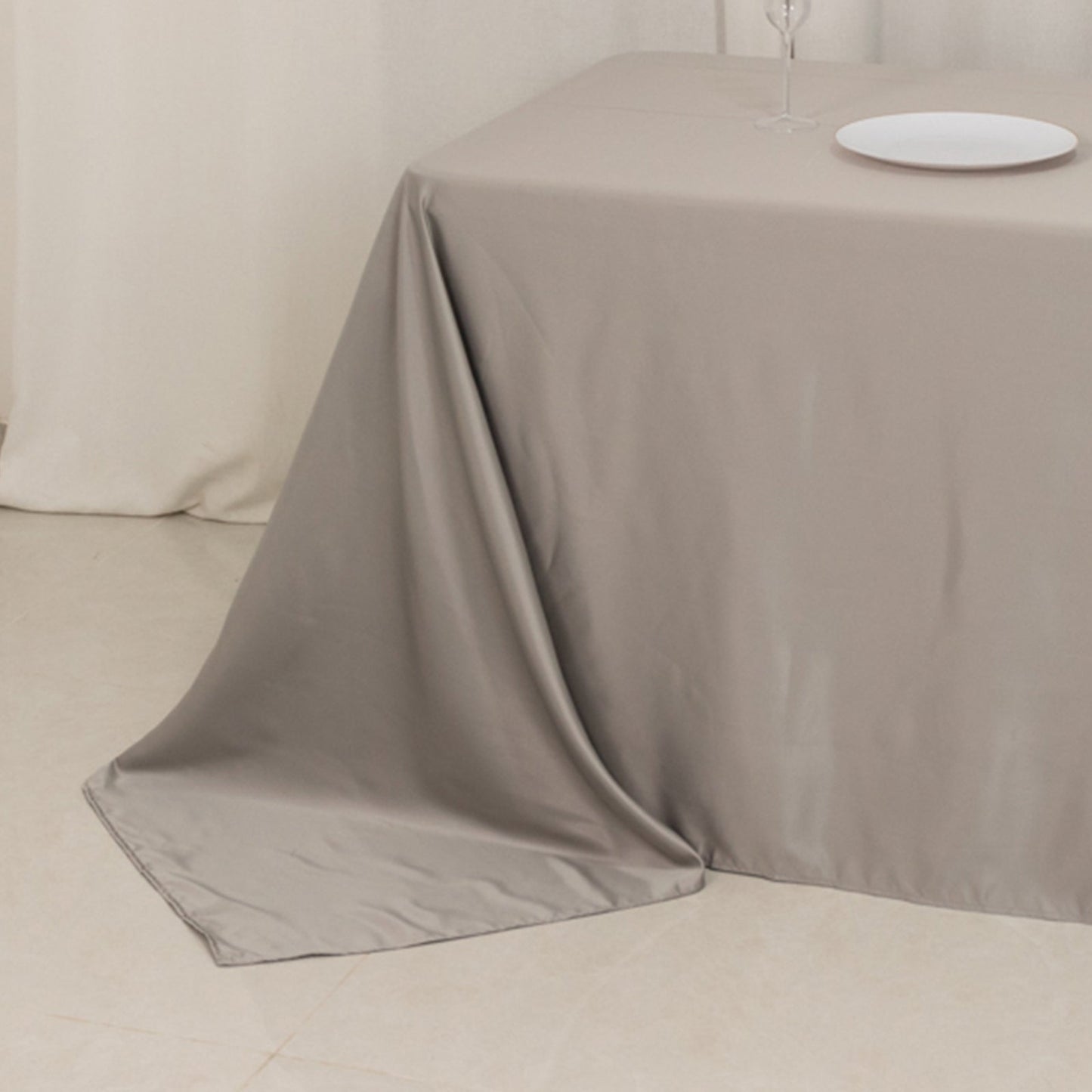 Lamour Satin 90"x156" Rectangle Tablecloth Silver - Luxurious, Soft Seamless Table Cover