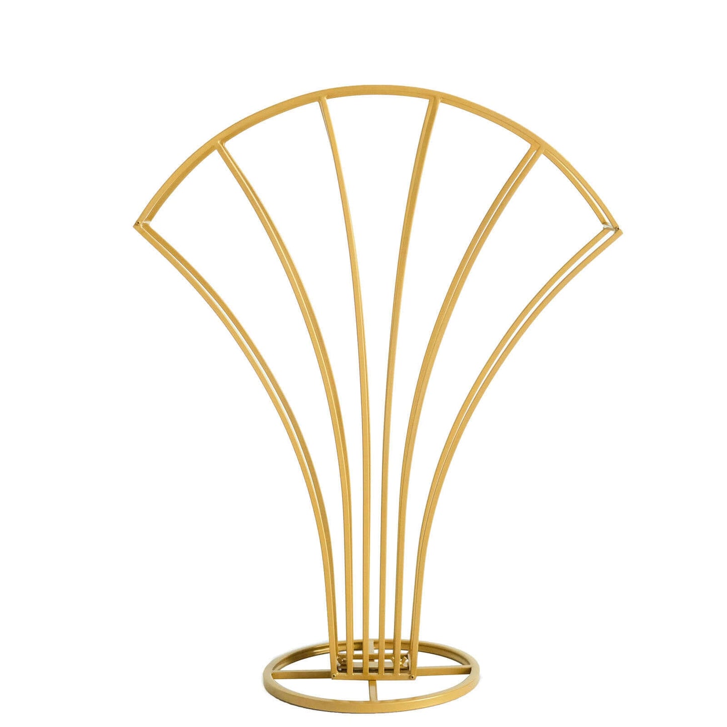 Metal Table Centerpiece Gold Scalloped Fan Shape Design - Wedding Floral Display Flower Frame Stand 32"