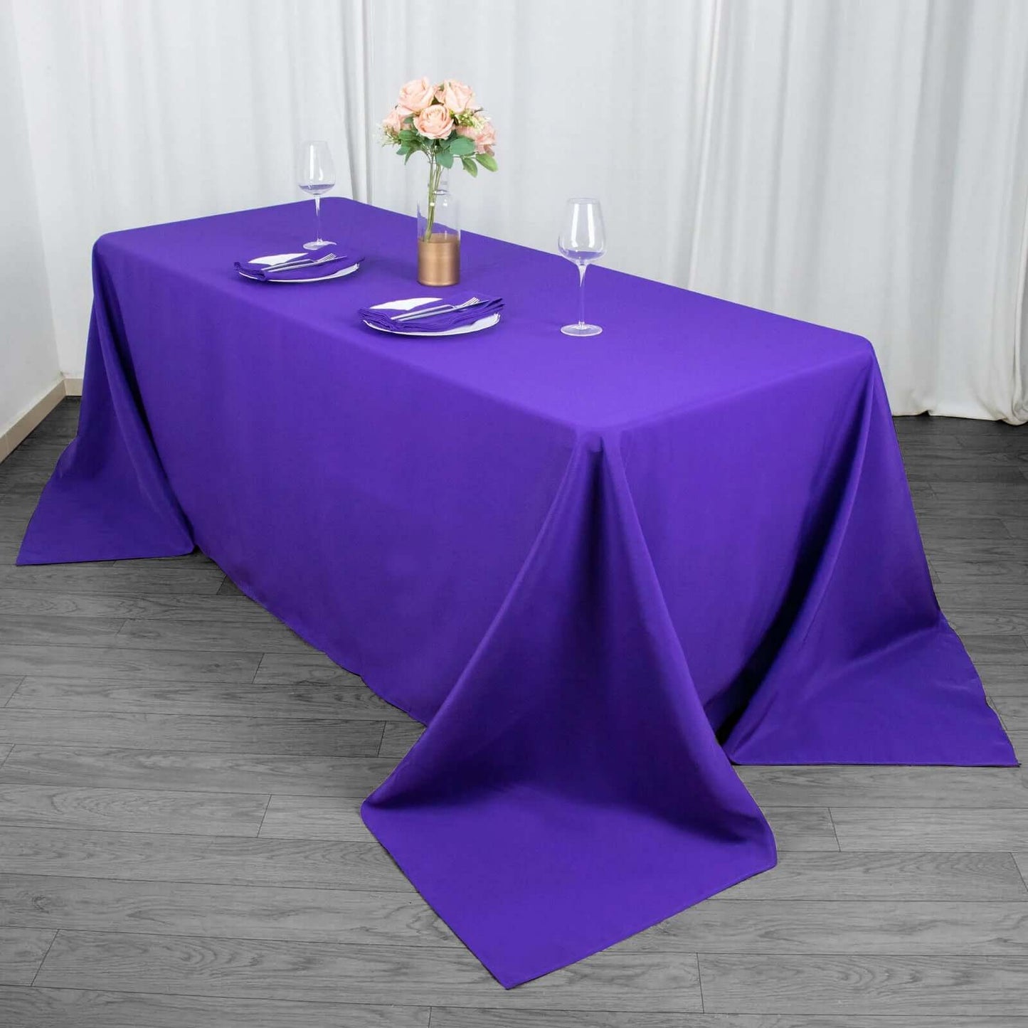 Premium Polyester 90"x132" Rectangle Tablecloth Purple - Seamless 220GSM Stain-Resistant Table Cover