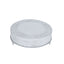 Metal 18" Round Cake Pedestal Stand Matte Silver - Cupcake Dessert Display Riser with Intricate Embossed Design for Upscale Events & Gatherings