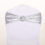 5 Pack Metallic Spandex Chair Sashes Silver - Stretch Fit Chair Bands With Round Diamond Buckles