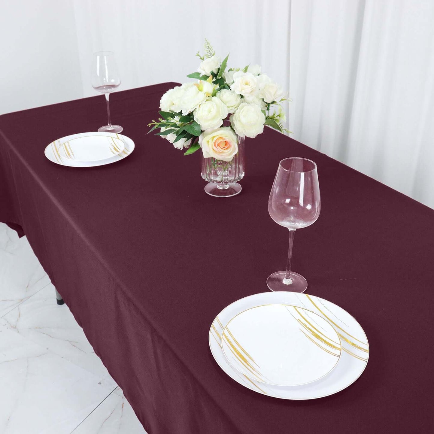 Polyester 54"x96" Rectangle Tablecloth Burgundy - Wrinkle-Resistant & Easy-to-Care Table Cover