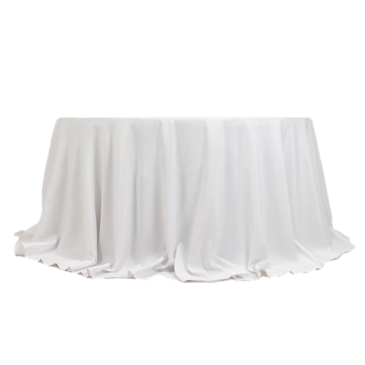 Fire Retardant Premium Polyester 132" Round Tablecloth White - Stylish High-Performance Table Cover for Large Gatherings