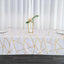 Polyester 60"x102" Rectangle Tablecloth White with Gold Foil Geometric Pattern - Wrinkle-Resistant and Durable Table Cover for Weddings & Events