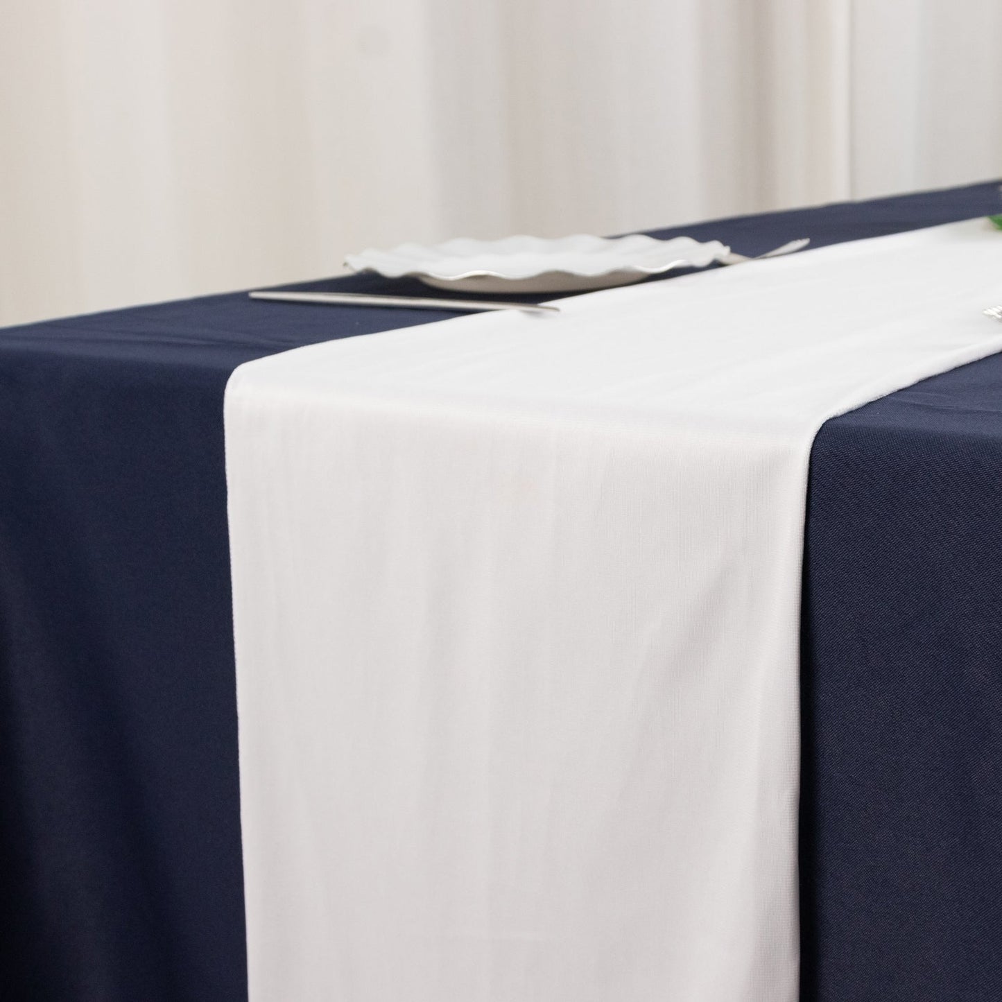 Scuba Polyester 12"x108" Table Runner White - Wrinkle-Free Table Linen for Events & Weddings