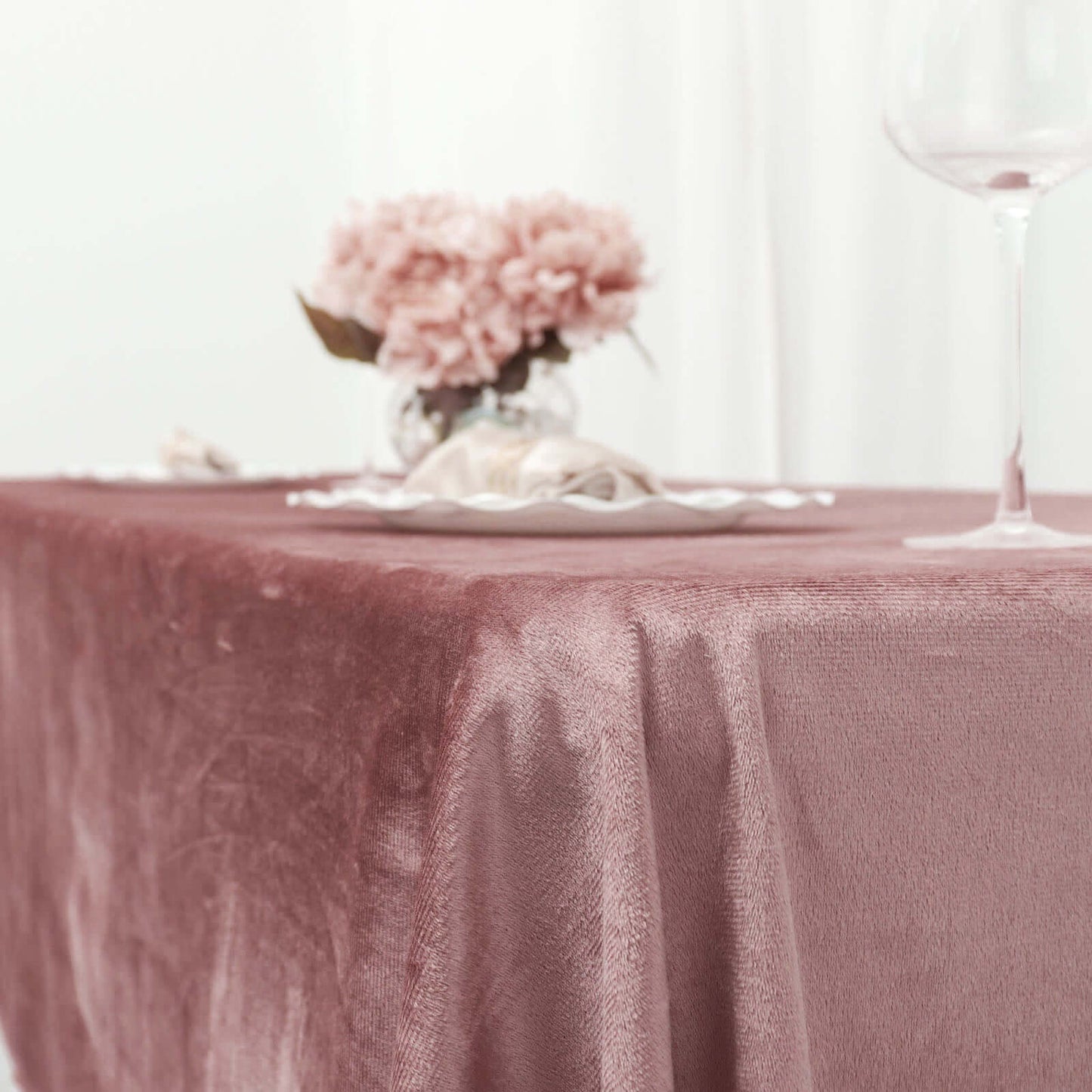 Premium Velvet 60"x102" Rectangle Tablecloth Dusty Rose - Reusable & Soft Table Cover