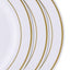10-Pack Plastic Dessert Plates White with TrÃ¨s Chic Gold Rim - Disposable Plates for Parties 8"