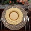 10-Pack Plastic 8" Round Dessert Plates in Gold with Gold Scalloped Rim - Disposable Appetizer/Salad Plates