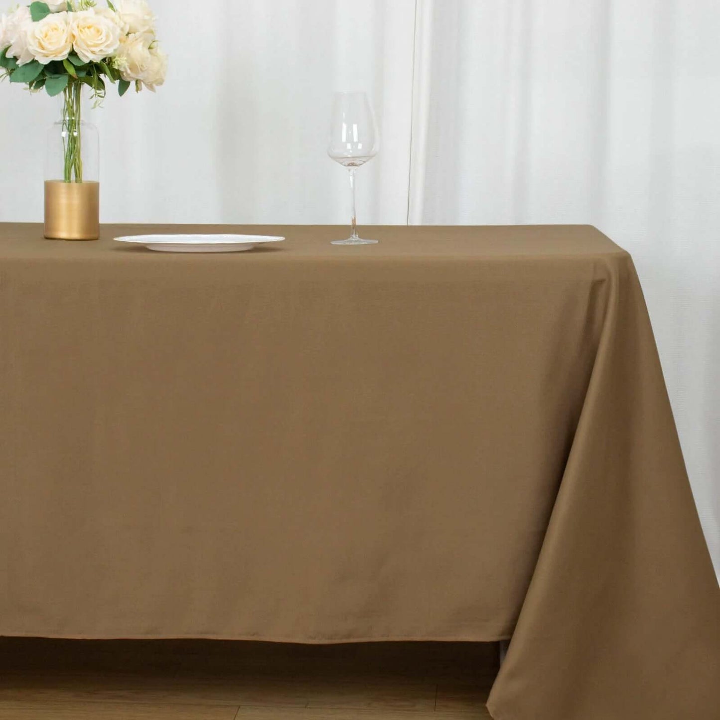 Polyester 72"x120" Rectangle Tablecloth Taupe - Durable and Stylish Table Cover