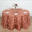 Taffeta 132" Round Tablecloth Terracotta (Rust) | 3D Leaf Petal Design Seamless Table Cover